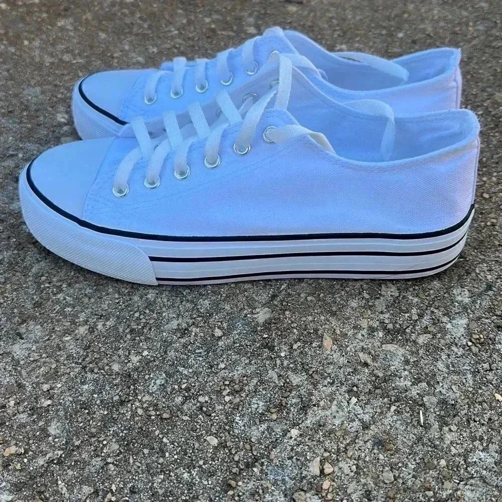 C&C California White Canvas Low Rise Platform Sneaker - Picture 3 of 10